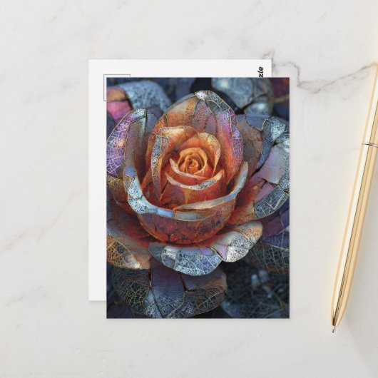 Carte Postale A Beautiful Rose Flower (Devant/Arrière en situation)