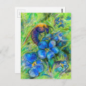 Carte Postale A Bee & Forget-me-not Flowers (Devant / Derrière)