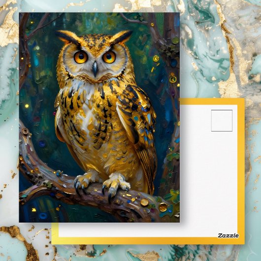 Carte Postale A Blue and Gold Owl |m Keeping in Touch