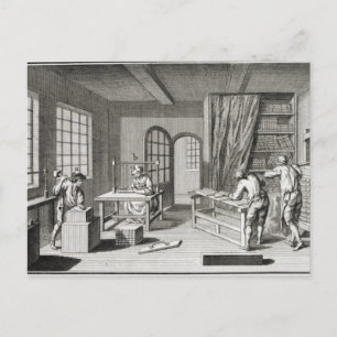 Carte Postale A bookmaker's workshop, from the 'encyclopedie