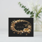 Carte postale à cadre orné floral doré (Debout devant)