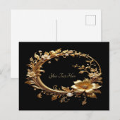 Carte postale à cadre orné floral doré (Devant / Derrière)