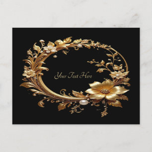 Carte postale à cadre orné floral doré