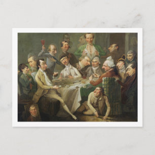 Carte Postale A Caricature Group, c.1776 (huile sur toile)