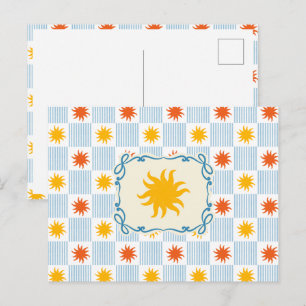 Carte postale à carreaux et rayures soleil levant