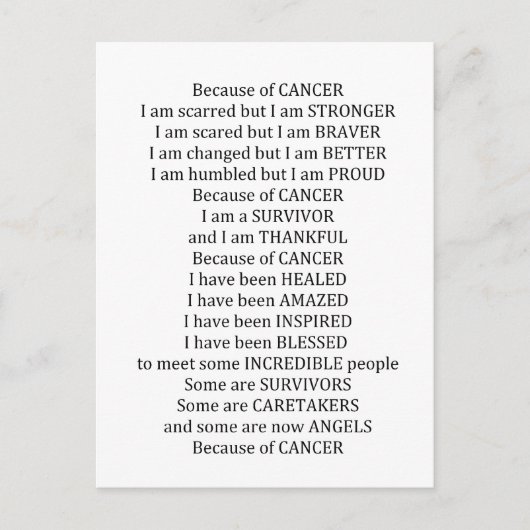 Carte Postale A cause du cancer (Devant)