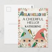 Carte Postale "A Cheerful Hello" Multilingual Gnome Greeting (Devant / Derrière)