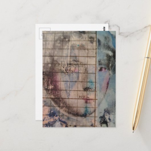 Carte Postale A Clown Face Abstract mixed media collage Postcard (Devant/Arrière en situation)