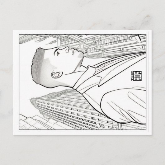 Carte postale à colorier | Patron de Gotham (Devant)