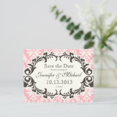 Carte postale à conserver damassée rose (Debout devant)