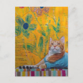 Carte Postale A Cool Ginger Kitty Mixed Media Collage (Devant)
