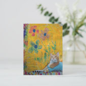 Carte Postale A Cool Kitty Mixed Media Collage (Debout devant)