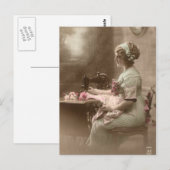 Carte postale à coudre vintage (Devant / Derrière)