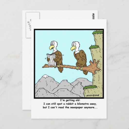 Carte Postale À courte vue : Cartoon d'aigle (Devant / Derrière)