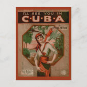 Carte Postale A Cuba, couverture de partitions rétro (Devant)