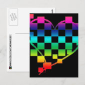 Carte Postale à damiers coeur. v1. (Devant / Derrière)