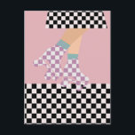 Carte Postale À damiers moderne Roller Skating Girl Art<br><div class="desc">Roller skater girl en chèques en jupe, lilas checkers en quads, roller en damier motif disco plancher. Pieds abstraits parfaits patins à roulettes art pour poupée, femme, fille. Patins à roulettes amovibles design motif sur décoration maison, tasses, papier d'emballage, etc. Roller skates art illustration design cadeau pour fille, petite-fille, derby...</div>
