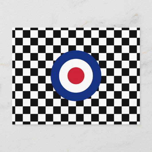 Carte Postale à damiers Mood cible de course noire (Devant)
