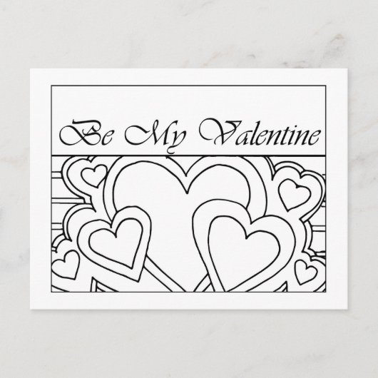 Carte postale à dessin en ligne Be My Valentine (Devant)