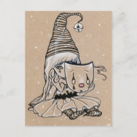 Carte postale à deux visages Pierrot Clown hallowe