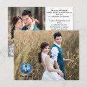 Carte postale à double face mariage Photo Merci (Devant / Derrière)