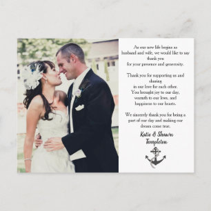 Carte postale à double face mariage Photo Merci