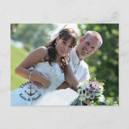 Carte postale à double face mariage Photo Merci (Devant)