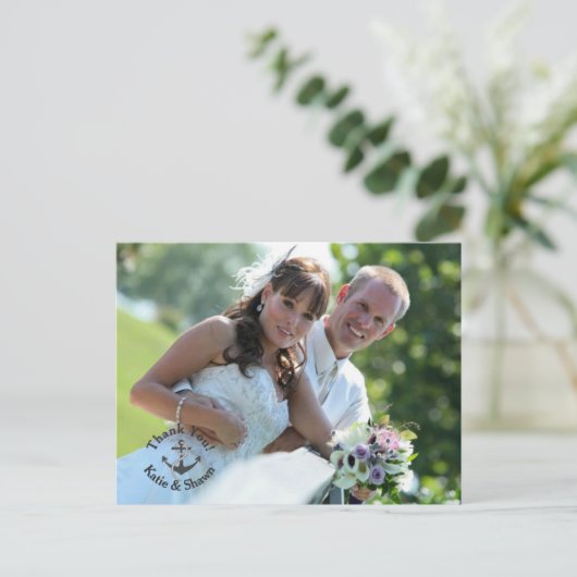 Carte postale à double face mariage Photo Merci (Debout devant)