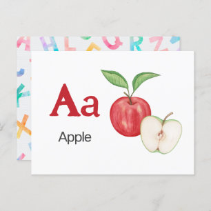 Carte Postale A est pour Apple - Alphabet Flash Card