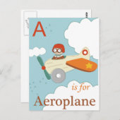 Carte Postale A est pour Avion (Devant / Derrière)