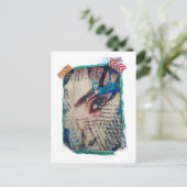 Carte Postale A face and words abstract mixed media collage (Debout devant)