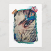 Carte Postale A face and words abstract mixed media collage (Devant)