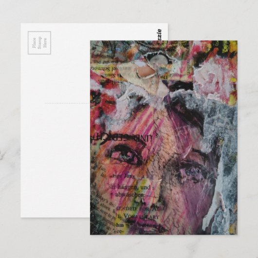 Carte Postale A face mixed media collage (Devant / Derrière)