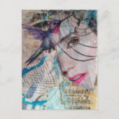 Carte Postale A Face n Hummingbird Abstract Mixed Media Collage (Devant)
