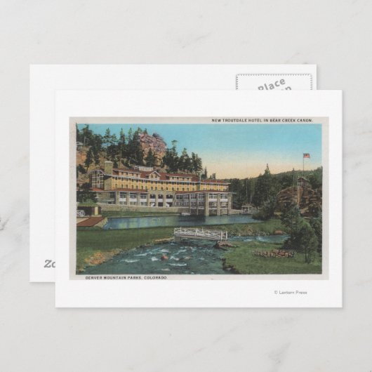 Carte Postale À feuillage persistant, CO - Troutdale Hotel, Bear (Devant / Derrière)