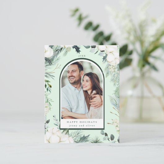 Carte Postale À feuillage persistant & Fleurs de coton Arch Phot (Debout devant)