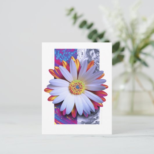 Carte postale à fleurs holographiques (Debout devant)