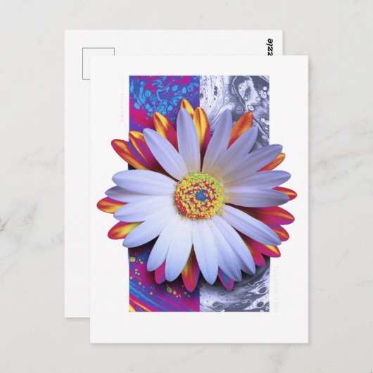 Carte postale à fleurs holographiques (Devant / Derrière)