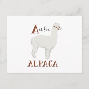 Carte Postale A For Alpaca