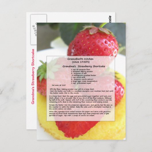 Carte postale à gâteau de fraises (Devant / Derrière)