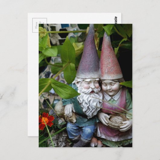 Carte Postale À Gnome dans le jardin (Devant / Derrière)