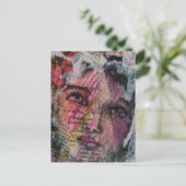 Carte Postale A grungy face mixed media collage (Debout devant)