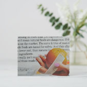 Carte Postale A Hand Holds Orange Long Ingredients List  (Debout devant)