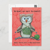 Carte Postale À Knit ou à Not Knit Owl (Devant / Derrière)