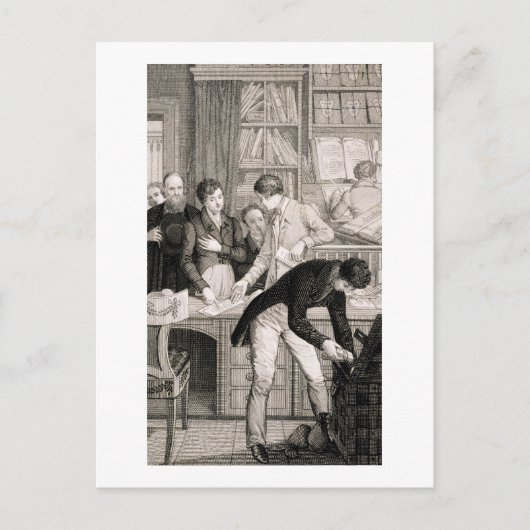 Carte Postale À la Banque, vers 1800 (gravure) (Devant)