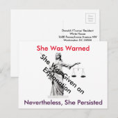 Carte postale à la femme juge de la Maison Blanche (Devant / Derrière)