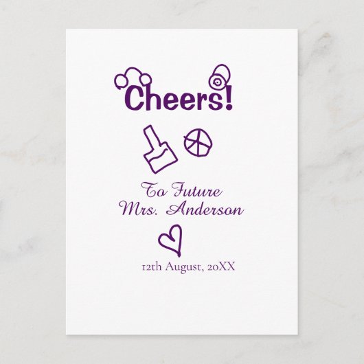 Carte Postale À la future Mme nom de la mariée gribouillage viol (Devant)