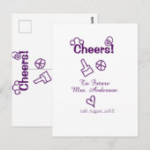 Carte Postale À la future Mme nom de la mariée gribouillis viole (Devant / Derrière)