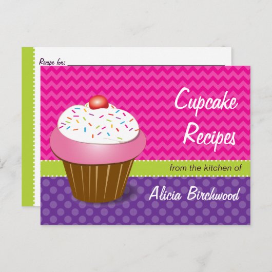Carte postale à la mode Cupcake Recette (Devant / Derrière)