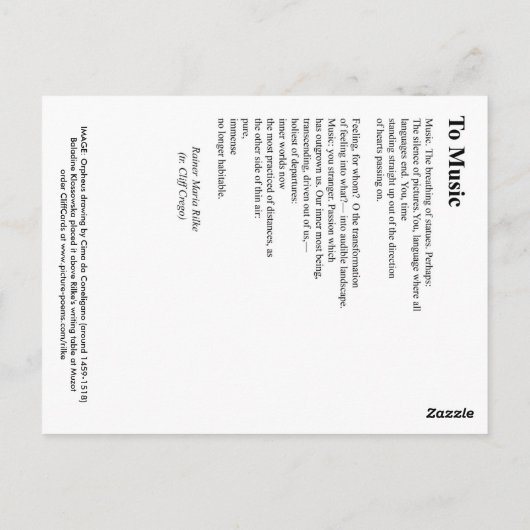 CARTE POSTALE À LA MUSIQUE (Dos)